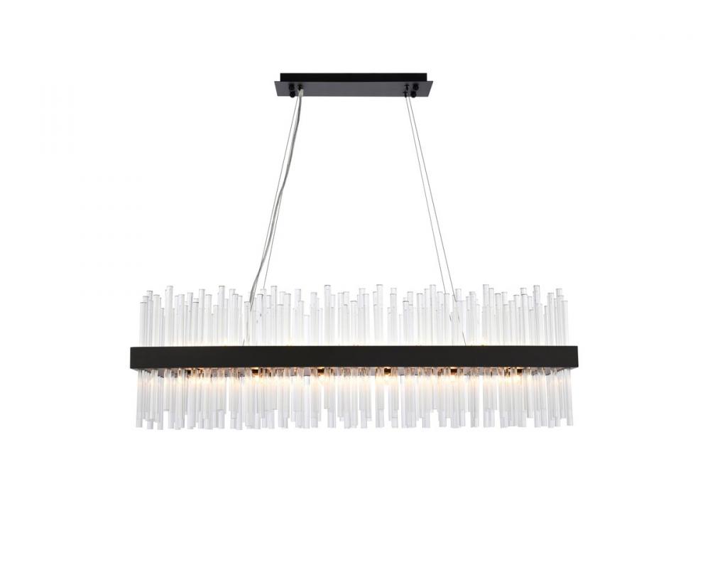 Dallas 42 Inch Rectangle Crystal Pendant in Black