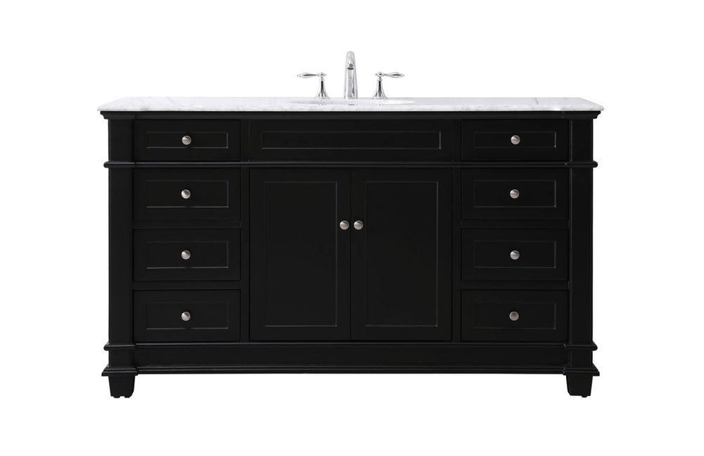 60 Inch Single Bathroom Vanity Set in Black