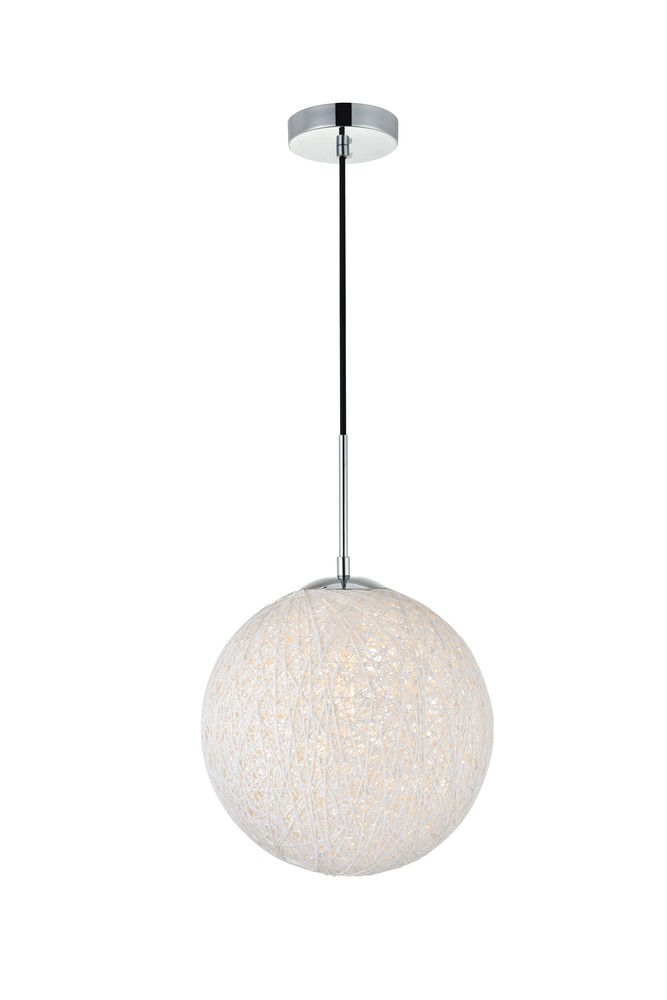 Malibu 1 Light Chrome Pendant With paper string ball