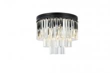 Elegant 1201F20MB/RC - Sydney 9 Light Matte Black Flush Mount Clear Royal Cut Crystal