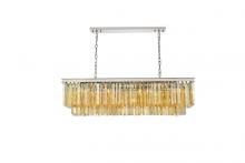 Elegant 1202D50PN-GT/RC - Sydney 12 Light Polished Nickel Chandelier Golden Teak (Smoky) Royal Cut Crystal