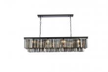 Elegant 1202D60MB-SS/RC - Sydney 12 light Matte Black Chandelier Silver Shade (Grey) Royal Cut Crystal