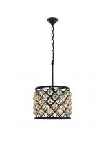 Elegant 1206D14MB-GT/RC - Madison 4 light Matte Black Pendant Golden Teak (Smoky) Royal Cut Crystal