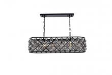 Elegant 1216G40MB-SS/RC - Madison 6 light Matte Black Chandelier Silver Shade (Grey) Royal Cut Crystal