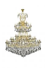 Elegant 2803G120G-SS/RC - Maria Theresa 84 Light Gold Chandelier with Silver Shade Tear Drop Crystals Silver Shade