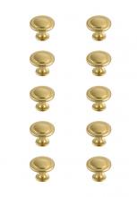 Elegant KB2005-GD-10PK - Logyn 1.3" Diameter Brushed Gold Mushroom Knob Multipack (Set of 10)