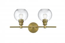 Elegant LD2314SG - Collier 2 Light Satin Gold and Clear Glass Wall Sconce