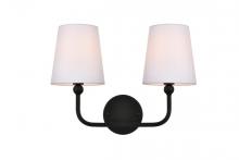 Elegant LD7322W16BLK - Colson 2 Light Black and Clear Bath Sconce