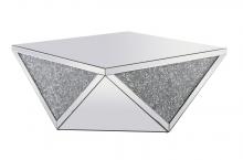 Elegant MF92005 - 38 Inch Square Crystal Coffee Table Silver Royal Cut Crystal