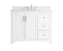 Elegant VF17042WH-BS - 42 Inch Single Bathroom Vanity in White with Backsplash