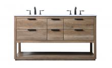 Elegant VF19260DNT - 60 Inch Double Bathroom Vanity in Natural Oak