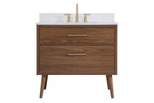 Elegant VF41036WB-BS - 36 Inch Bathroom Vanity in Walnut Brown with Backsplash