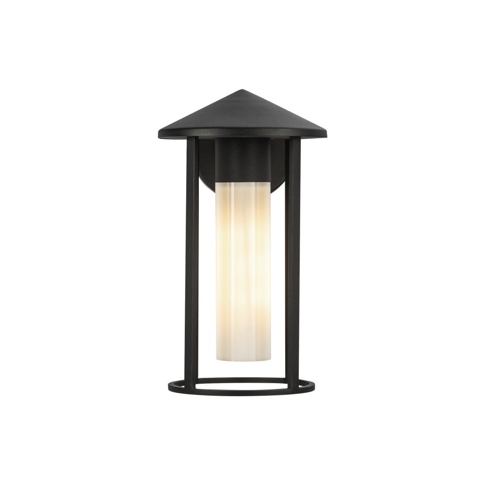 Tenko 12-in Black/Glossy Opal Glass 1 Light Exterior Wall