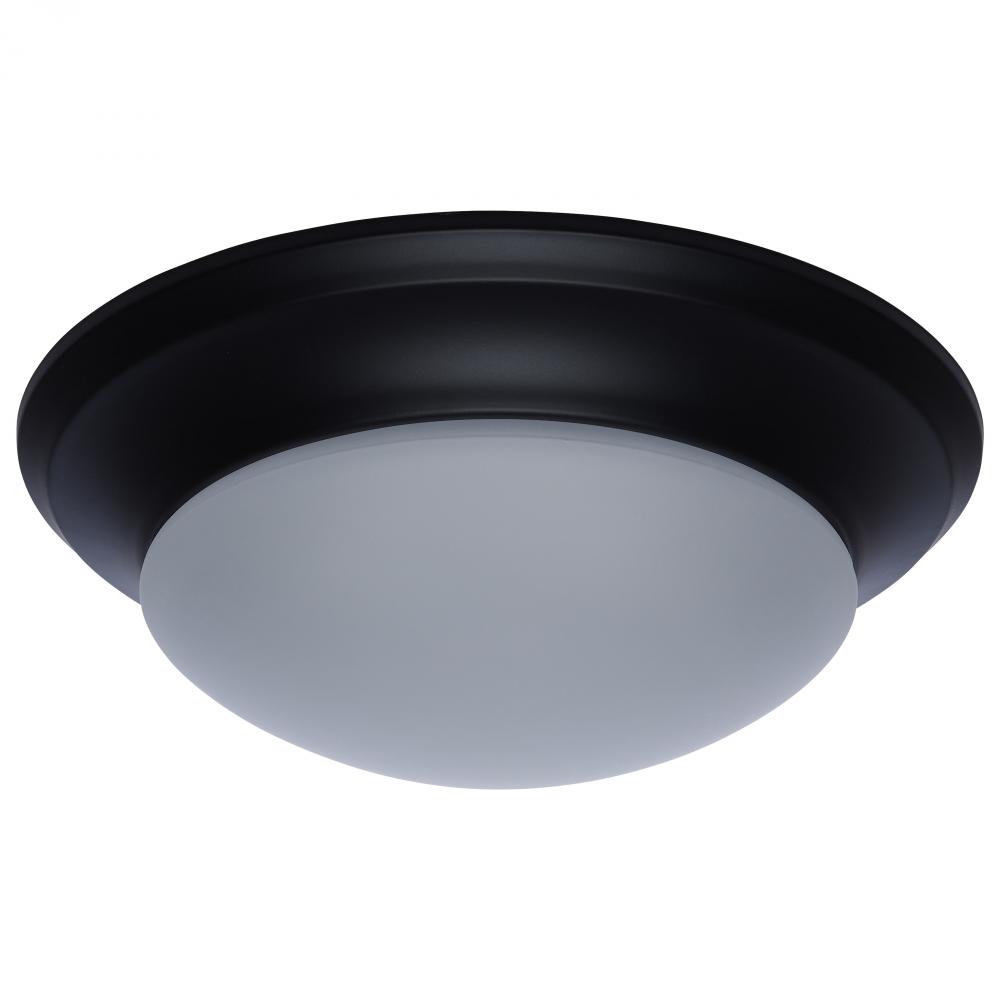 18W; Flush Mount Twist & Lock Fixture; LED; 12 in.; Matte Black Finish; Frosted Glass