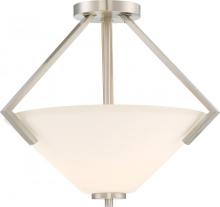 Nuvo 60/6251 - Nome - 2 Light Semi Flush with Satin White Glass - Brushed Nickel Finish