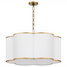 Quorum 8228-6-47 - Belinder 6 Light Fabric Pendant, Lacquered Brass