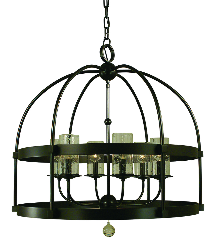 6-Light Brushed Nickel Compass Chandelier