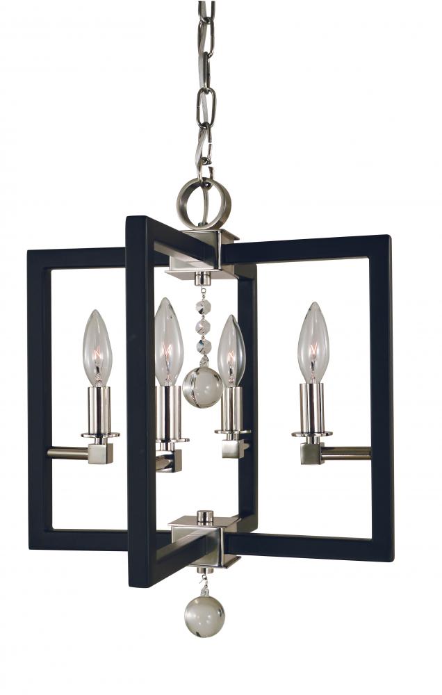 4-Light Polished Nickel/Matte Black Minimalist Elegant Dual Mount Chandelier