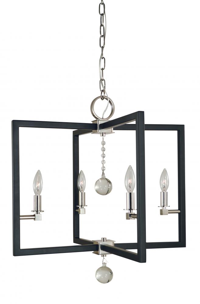 4-Light Polished Nickel/Matte Black Minimalist Elegant Dining Chandelier