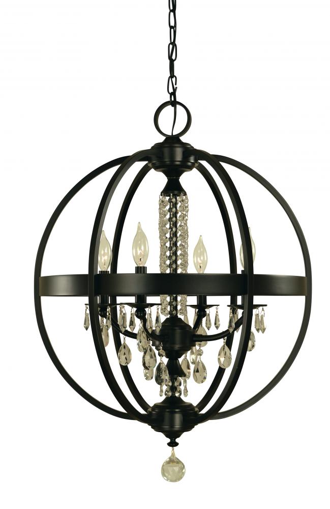 4-Light Matte Black Olivia Dining Chandelier