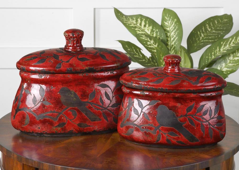 Siana Red Ceramic Canisters Set/2