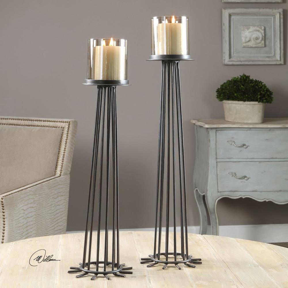 Uttermost Bardo Aged Iron Candleholders S/2