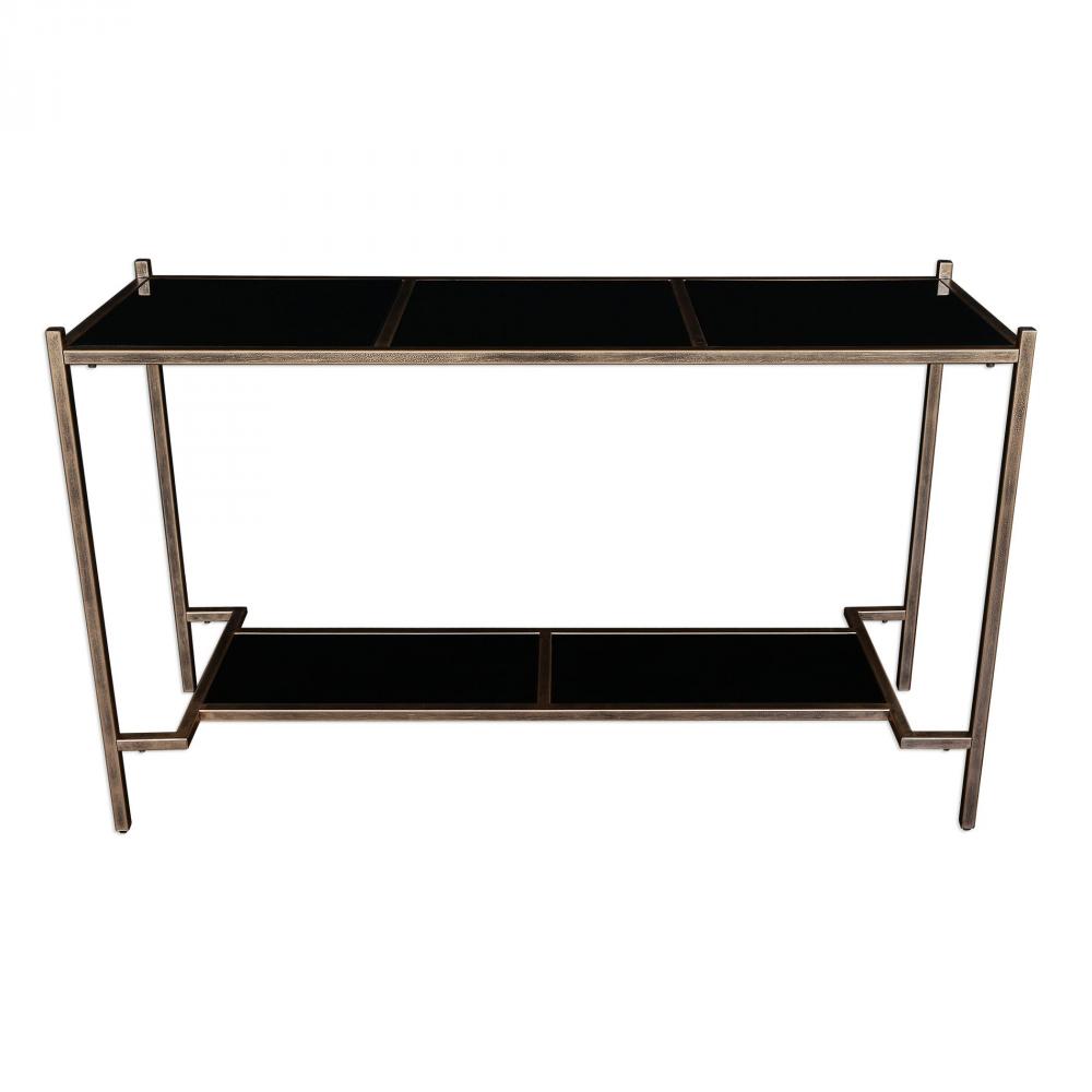 Uttermost Karol Black Glass Console Table