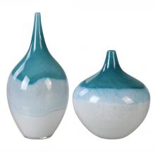 Uttermost 20084 - Uttermost Carla Teal White Vases, S/2