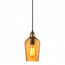ELK Home 10331/1HAMB - Hammered Glass 1-Light Mini Pendant in Oiled Bronze with Hammered Amber Glass
