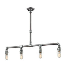 ELK Home 10690/4 - Cast Iron Pipe 4-Light Island Light in Weathered Zinc (Optional Shades Available)