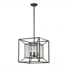 ELK Home 14122/4 - Cubix 4 Light Pendant in Oiled Bronze and Clear Water Glass