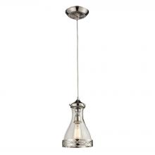 ELK Home 63024-1 - Brookline 1-Light Mini Pendant in Polished Nickel with Metal and Glass Shade