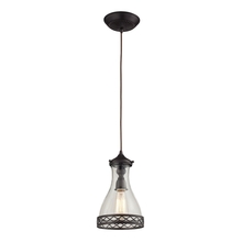 ELK Home 63034-1 - Brookline 1-Light Mini Pendant in Oiled Bronze with Metal and Glass Shade