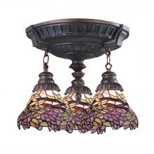 ELK Home 997-AW-28 - Mix-N-Match 3-Light Semi Flush in Aged Walnut with Tiffany Style Glass